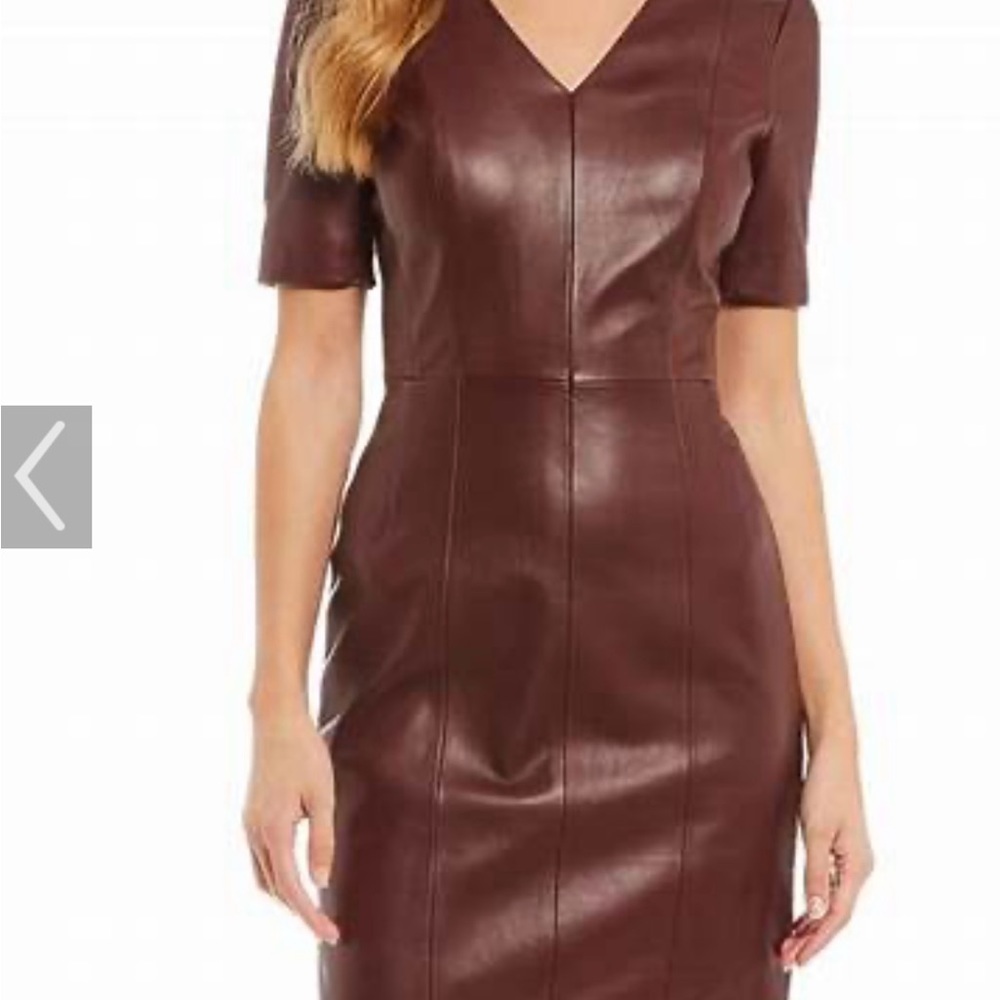 Antonio Milano maroon leather dress above the knee.